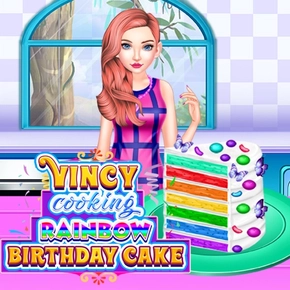 Vincy Cooking Rainbow Birthday Cake on OnlineGames.World